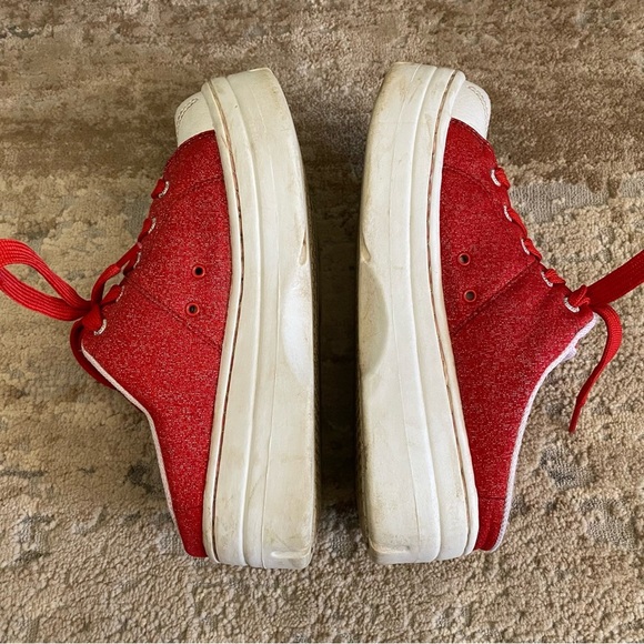 Skechers Vintage Y2K Platform Sneakers Backless Slip On Chunky Red Glitter: 8 - Picture 6 of 10